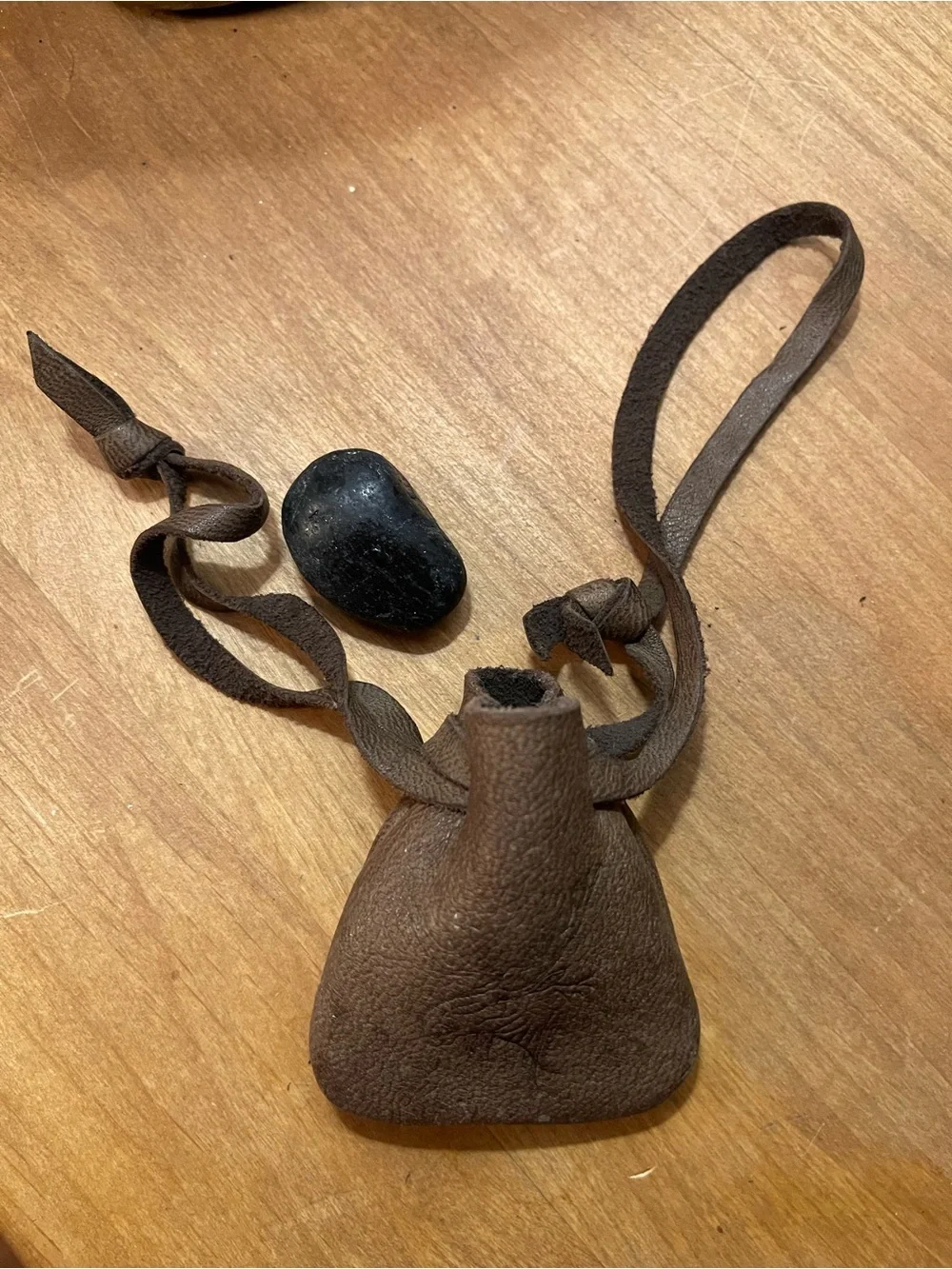Native American medicine bBrown Leather Drawstring Pouch